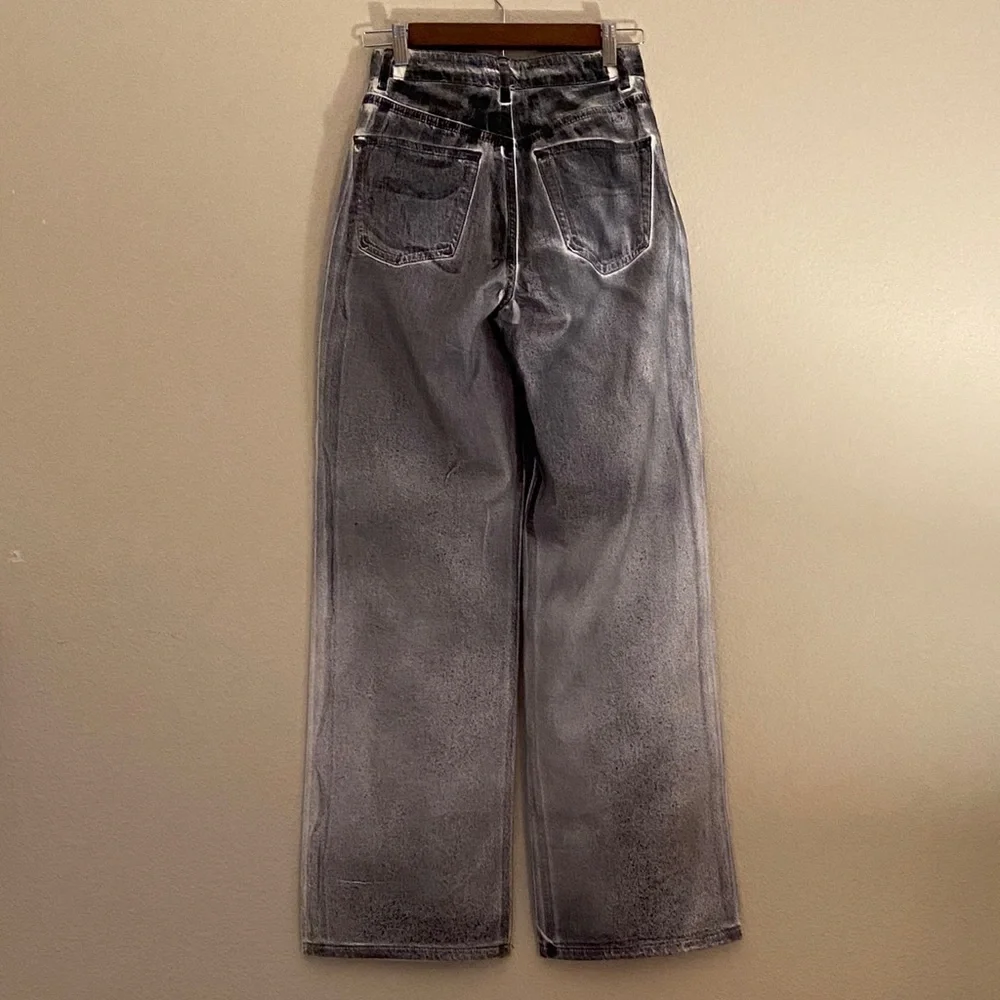 Zara Gray and Black Wide Leg Women's Jeans, Size 0 - Picture 4 of 8